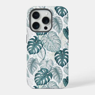 Tropical Botanical Green Monsteras iPhone 15 Pro Case