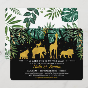 Tropical Botanical Jungle Animals Baby Shower Invitation