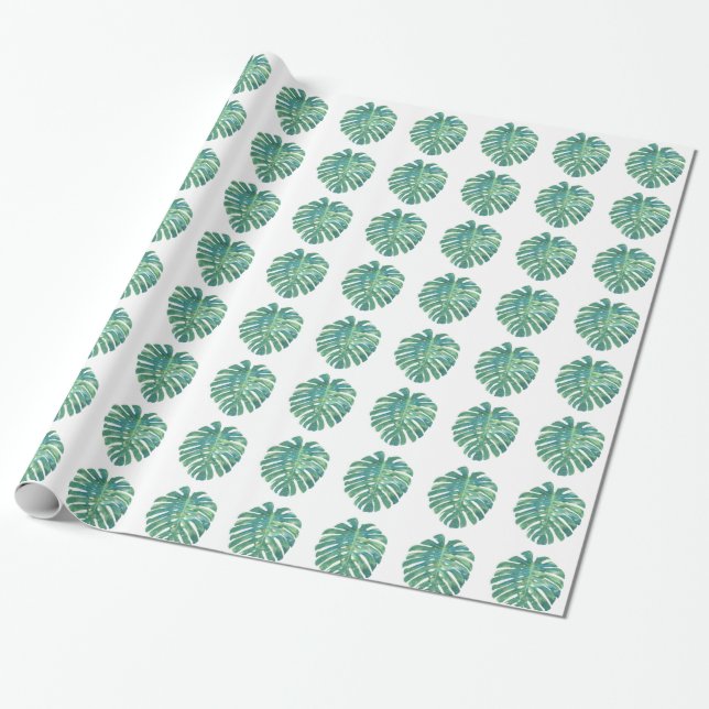 Tropical Botanical Leaf Wrapping Paper (Unrolled)