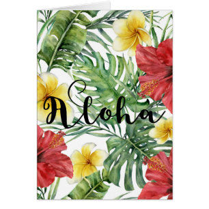 Tropical Botanical Leaves & Flowers Floral Aloha
