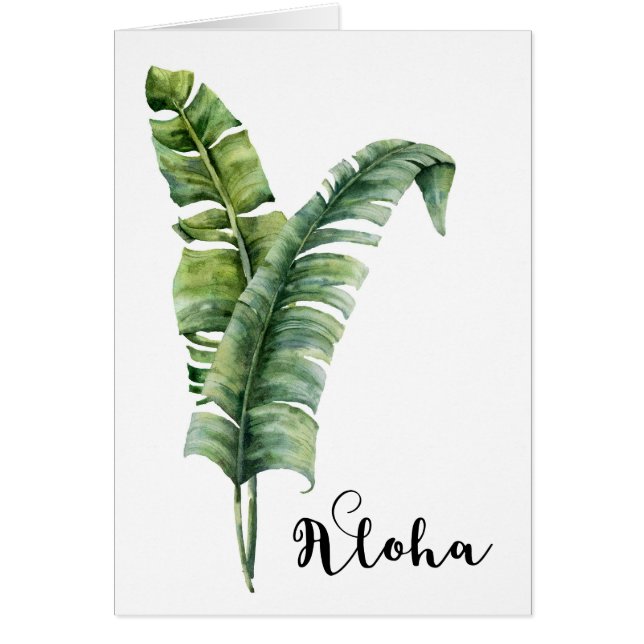 Tropical Botanical Leaves & Flowers Floral Aloha (Front)