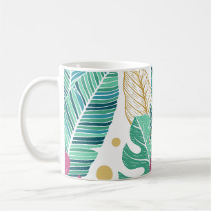 Tropical botanical leaves, seamless vintage design coffee mug