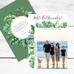 Tropical Botanical Mele Kalikimaka Christmas Photo Holiday Card<br><div class="desc">Send your family and friends tropical holiday greetings in hawaiian style with these lush botanical watercolor greenery Christmas photo cards! Featuring your favourite photograph cascaded with tropical green foliage, the Hawaiian Christmas greeting 'Mele Kalikimaka' in elegant calligraphy script (you can change it to Season's greetings or other custom text) and...</div>