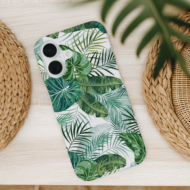 Tropical Botanical Palm Leaves Pattern iPhone 16 Case (Creator Uploaded)