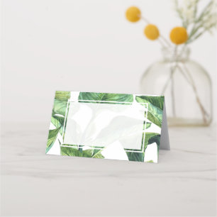 tropical botanical palm leaves wedding place card