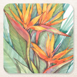 Tropical Botanical Paradise II Square Paper Coaster