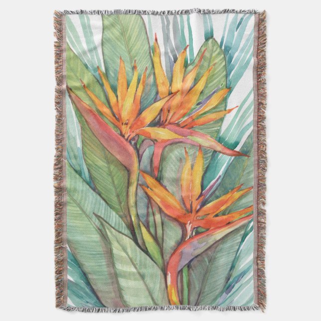 Tropical Botanical Paradise II Throw Blanket (Front Vertical)