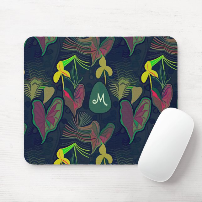 Tropical Botanical Plants Flowers Mouse Pad (With Mouse)