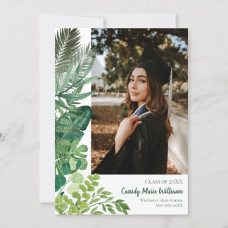 Tropical Botanical Plants Graduation Announcement