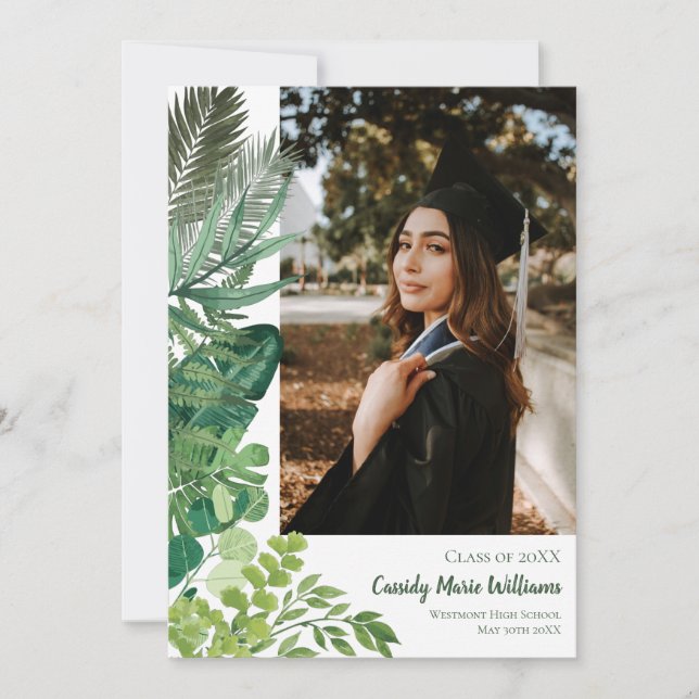 Tropical Botanical Plants Graduation Announcement (Front)