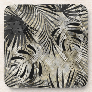 Tropical, Botanical, snake skin, leaves , palm, Coaster