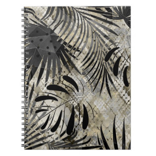 Tropical, Botanical, snake skin, leaves , palm, Notebook