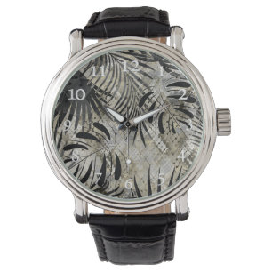 Tropical, Botanical, snake skin, leaves , palm, Watch