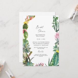 Tropical Botanical White Bridal Shower Invitation
