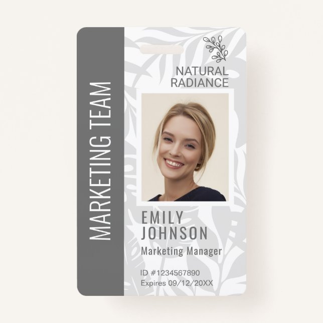 Tropical Botanicals Grey Beauty Photo & Logo Staff ID Badge (Front)