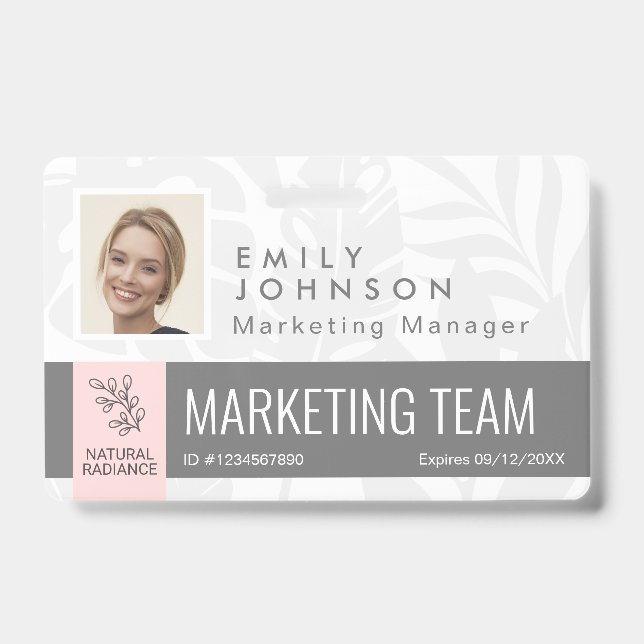 Tropical Botanicals Pink Beauty Photo & Logo Staff ID Badge (Front)