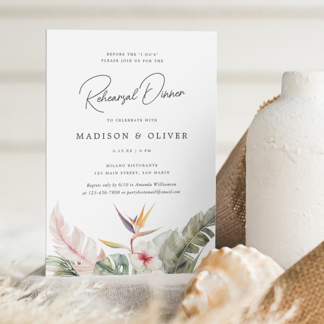 Tropical Botanicals Wedding Rehearsal Dinner Party Invitation (Creator Uploaded)