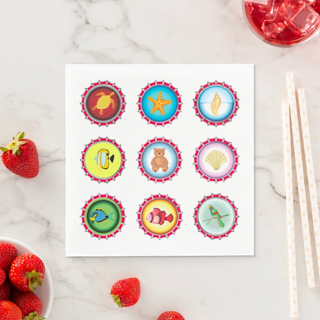Tropical Bottle Caps Design Ocean and Wildlife  Napkin (Creator Uploaded)