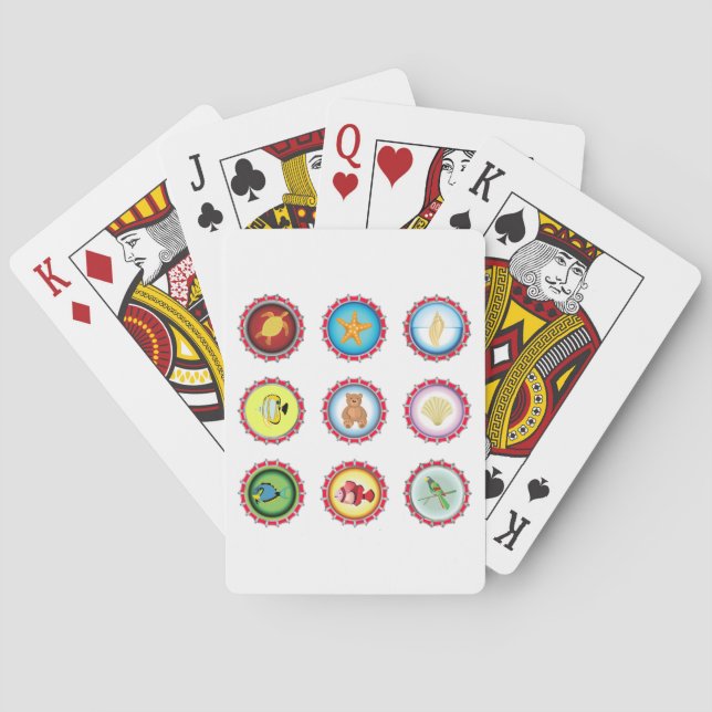 Tropical Bottle Caps Design Ocean and Wildlife  Playing Cards (Back)