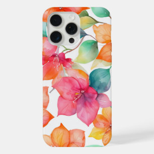 Tropical bougainvillea pattern iPhone 15 pro max case