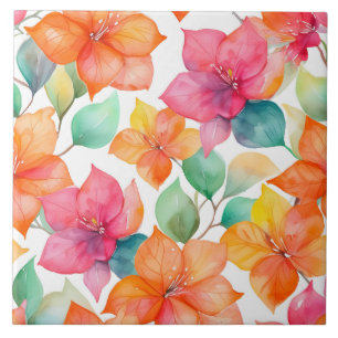Tropical bougainvillea pattern seamless ceramic tile