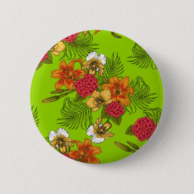 Tropical bouquet 6 cm round badge (Front)