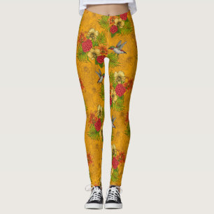 Tropical bouquet and hummingbirds 2 leggings