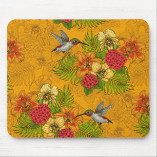 Tropical bouquet and hummingbirds 2 mouse pad