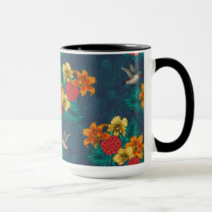 Tropical bouquet and hummingbirds mug