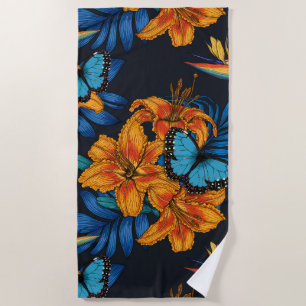 Tropical bouquet beach towel