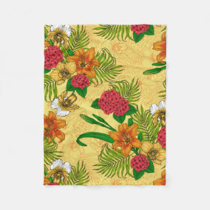 Tropical bouquet fleece blanket