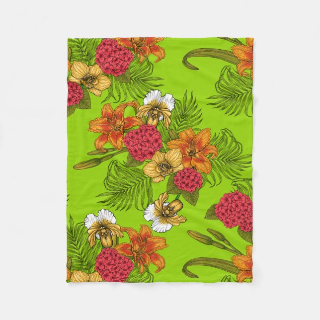 Tropical bouquet fleece blanket (Front)
