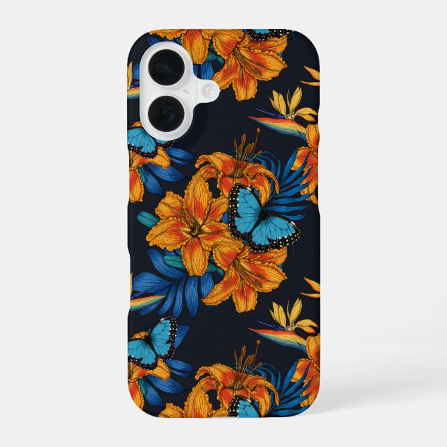 Tropical bouquet iPhone 16 case (Back)