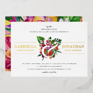 Tropical Bouquet & Modern Typography Wedding