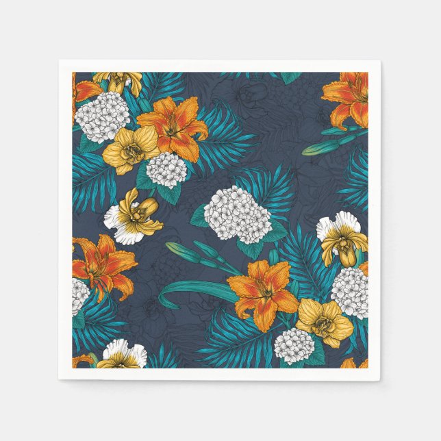 Tropical bouquet on blue napkin (Front)