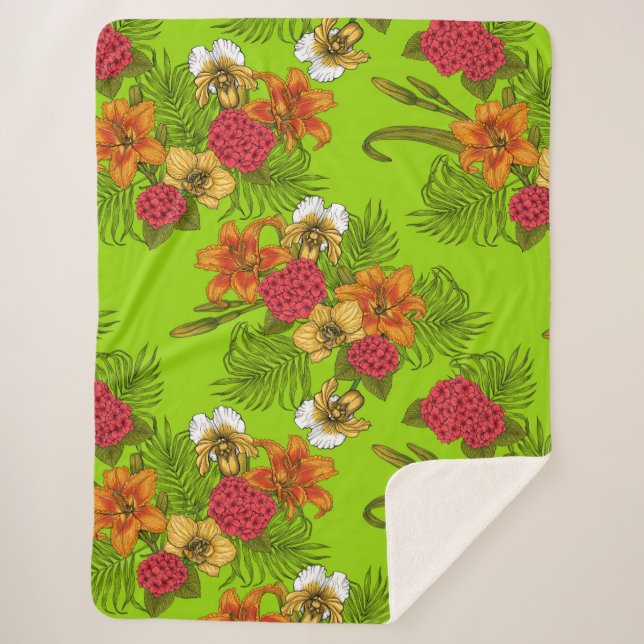 Tropical bouquet sherpa blanket (Front)