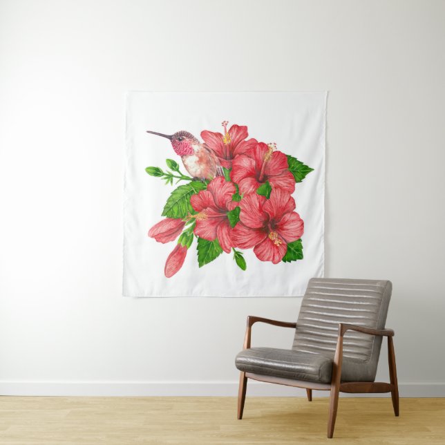 Tropical bouquet tapestry (In Situ)