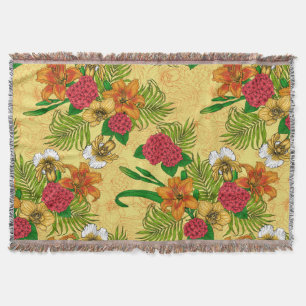 Tropical bouquet throw blanket