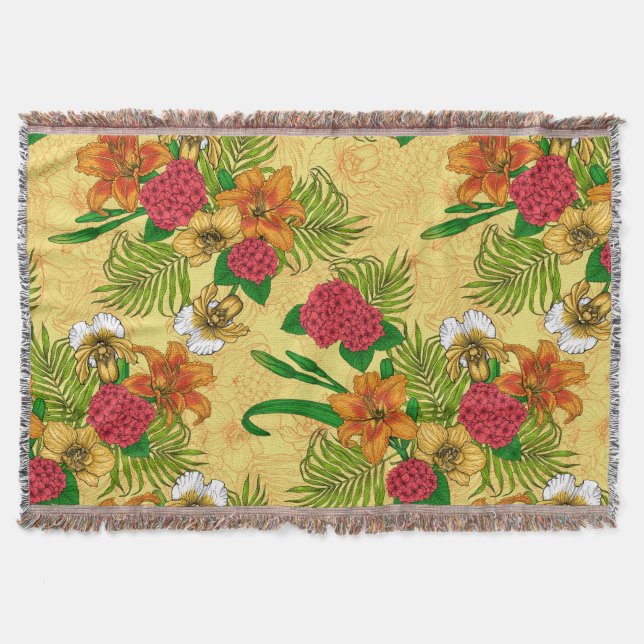 Tropical bouquet throw blanket (Front)