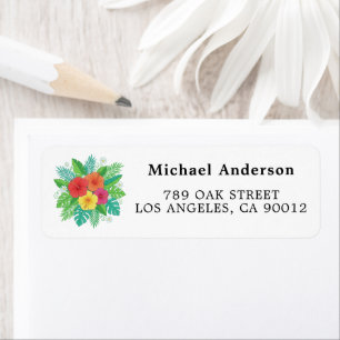 Tropical Bouquet Wedding Address Label Return Address Label