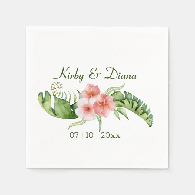 Tropical Bouquet Wedding Napkin (Front)