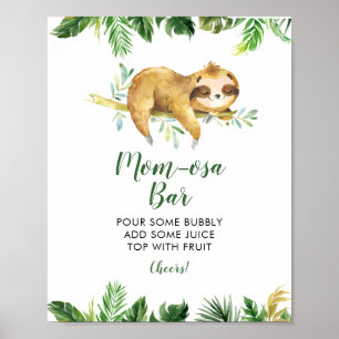 Tropical Boy Sloth Baby Shower Mum-osa Bar Poster