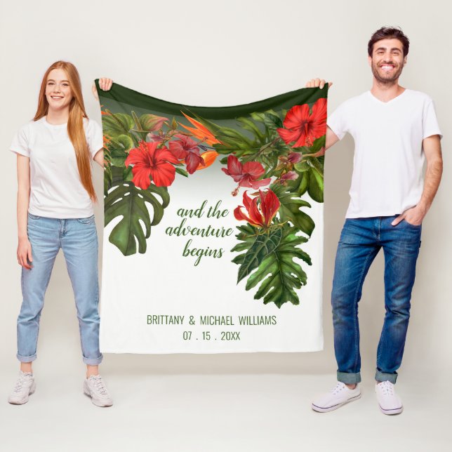 Tropical Breeze Floral Wedding Cuddle Blanket (In Situ)