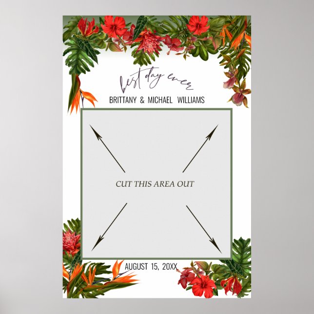 Tropical Breeze Floral Wedding Day Photo Booth Poster (Front)