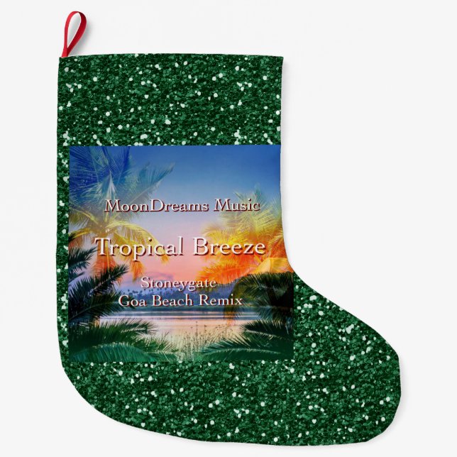 Tropical Breeze Goa Beach Large Christmas Stocking (Front)