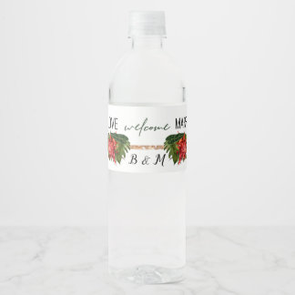 Tropical Breeze Lush Floral Wedding Water Bottle Label