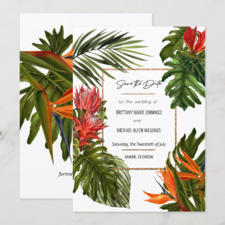 Tropical Breeze Lush Rich Botanical Save the Date Invitation