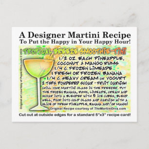 Tropical Breeze Smoothie Martini Recipe Postcard