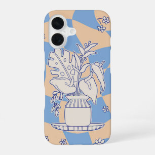 Tropical Breeze Vase Blue & Peach Botanical iPhone 16 Case