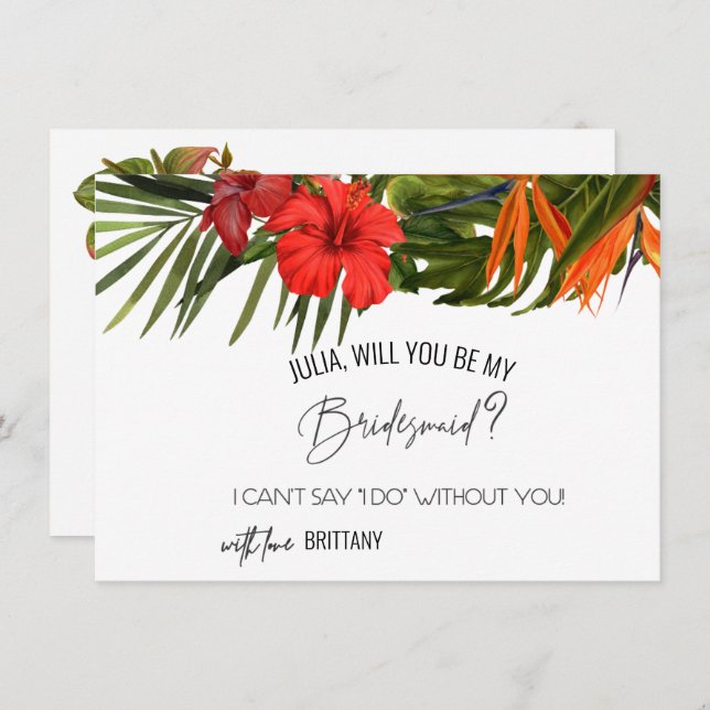 Tropical Breeze Will You Be My Bridesmaid Card (Front/Back)